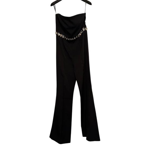 Retrofete Glenda Crystal Embellished Strapless Bandeau Black Jumpsuit Size Small - Picture 3 of 12